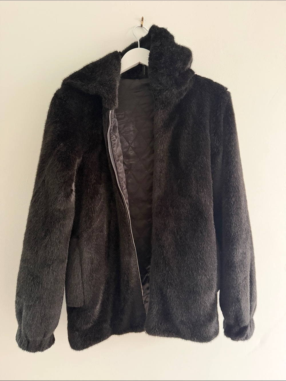 Helmut Lang Faux Fur Hooded Jacket